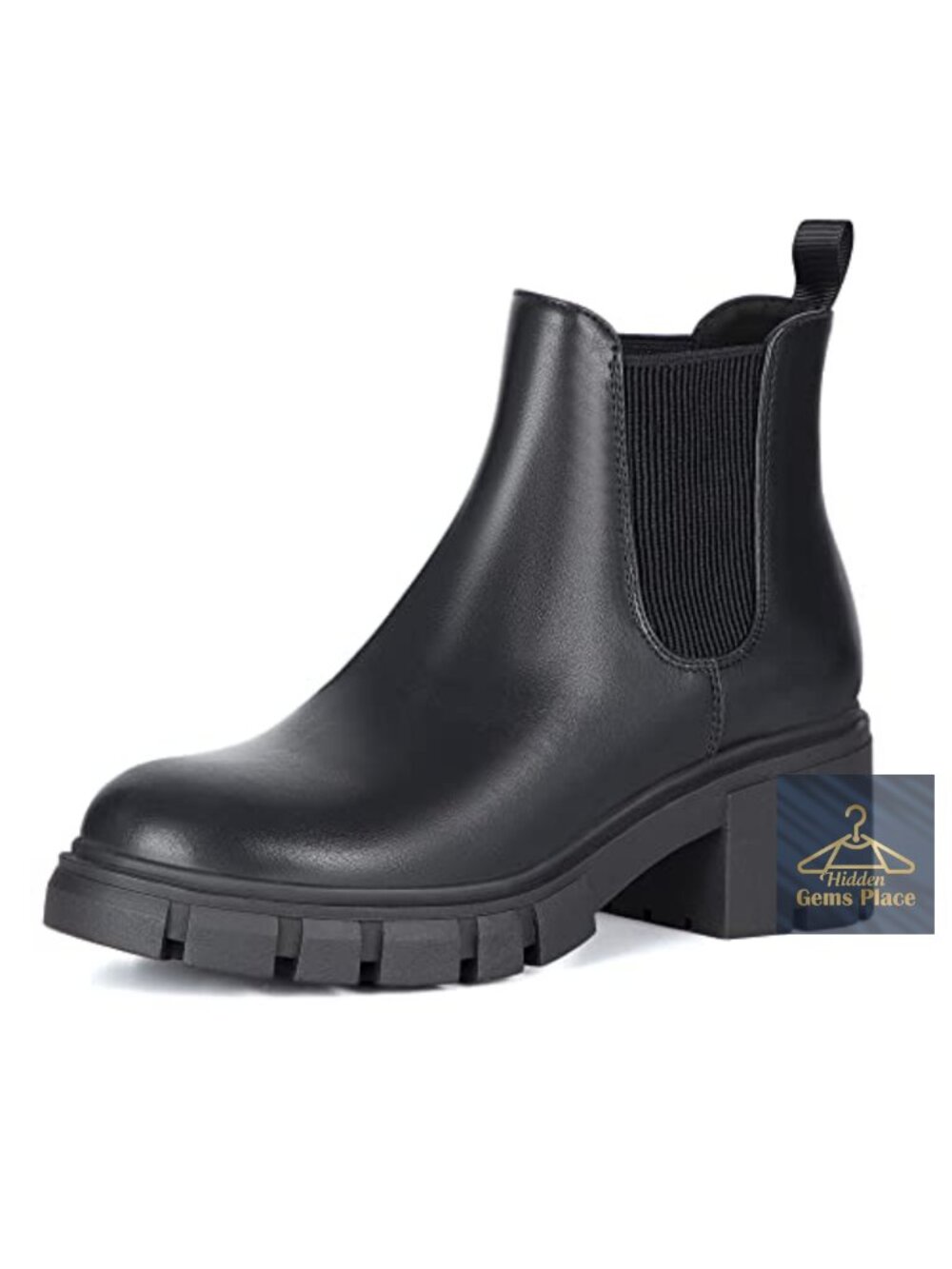 Women's Slip On Chelsea Ankle Boots Faux Leather Suede Lug Sole